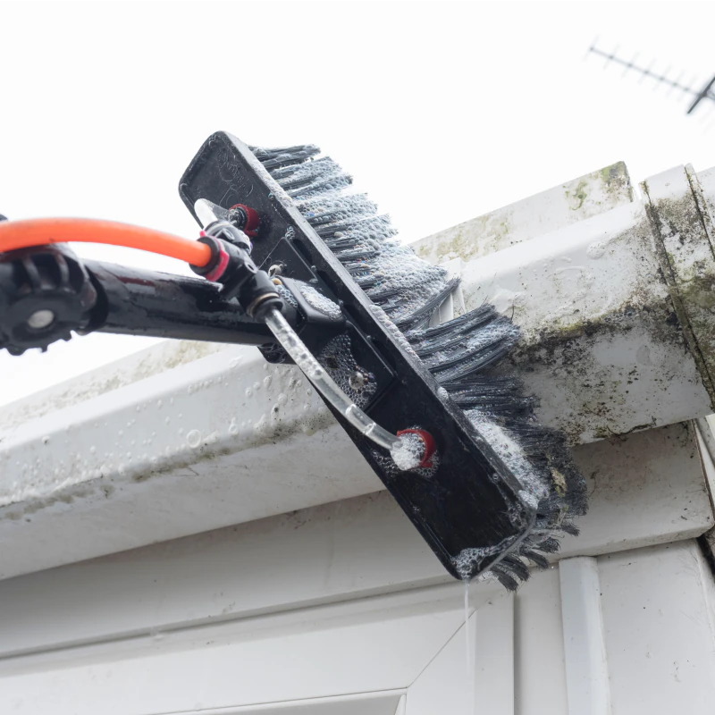 Fascia and soffit cleaning in Stowmarket using a professional water-fed brush